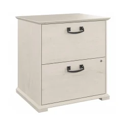 Bush Furniture File Cabinets<Homestead 2-Drawer Lateral File Cabinet, Letter/Legal Size, Lockable, Linen White Oak (HOF129LW-Z)