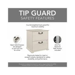 Bush Furniture File Cabinets<Homestead 2-Drawer Lateral File Cabinet, Letter/Legal Size, Lockable, Linen White Oak (HOF129LW-Z)