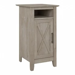 Bush Furniture Storage Cabinets<Key West 30" Small Storage Cabinet with Door and 3 Shelves, Washed Gray (KWS116WG-03)