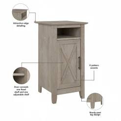 Bush Furniture Storage Cabinets<Key West 30" Small Storage Cabinet with Door and 3 Shelves, Washed Gray (KWS116WG-03)