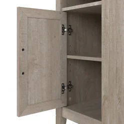 Bush Furniture Storage Cabinets<Key West 30" Small Storage Cabinet with Door and 3 Shelves, Washed Gray (KWS116WG-03)