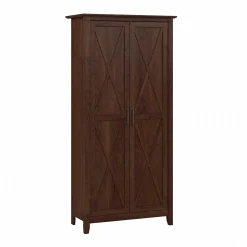 Bush Furniture Storage Cabinets<Key West 65.98" Tall Storage Cabinet with Doors and 5 Shelves, Bing Cherry (KWS266BC-03)