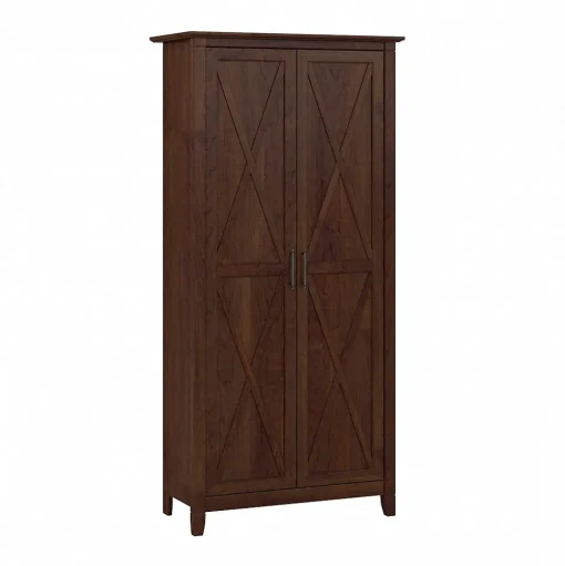 Bush Furniture Storage Cabinets<Key West 65.98" Tall Storage Cabinet with Doors and 5 Shelves, Bing Cherry (KWS266BC-03)