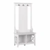 Bush Furniture Storage Cabinets<Key West 66" Hall Tree with Shoe Storage Bench, Pure White Oak (KWS166WT-03)