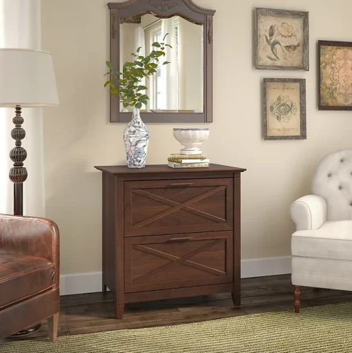 Bush Furniture File Cabinets<Key West 2 Drawer Lateral File Cabinet, Bing Cherry (KWF130BC-03)