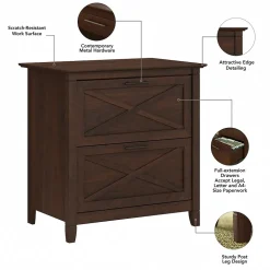 Bush Furniture File Cabinets<Key West 2 Drawer Lateral File Cabinet, Bing Cherry (KWF130BC-03)