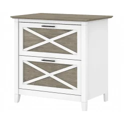 Bush Furniture File Cabinets<Key West 2-Drawer Lateral File Cabinet, Letter/Legal, Shiplap Gray/Pure White, 30" (KWF130G2W-03)