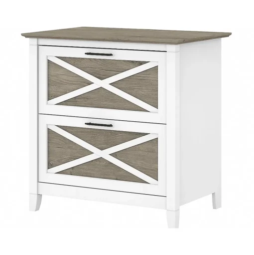 Bush Furniture File Cabinets<Key West 2-Drawer Lateral File Cabinet, Letter/Legal, Shiplap Gray/Pure White, 30" (KWF130G2W-03)