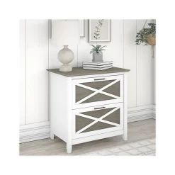 Bush Furniture File Cabinets<Key West 2-Drawer Lateral File Cabinet, Letter/Legal, Shiplap Gray/Pure White, 30" (KWF130G2W-03)
