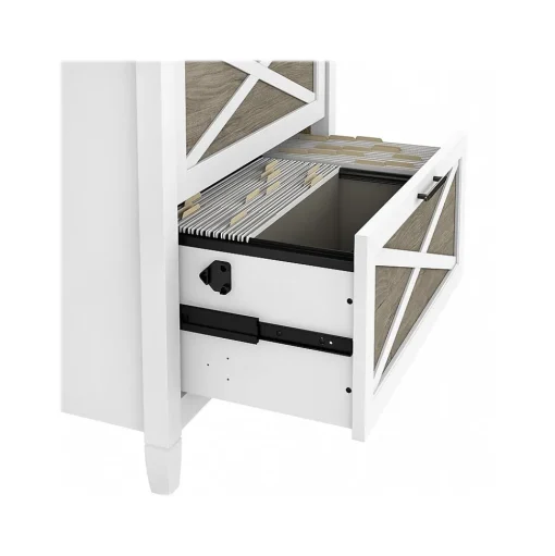 Bush Furniture File Cabinets<Key West 2-Drawer Lateral File Cabinet, Letter/Legal, Shiplap Gray/Pure White, 30" (KWF130G2W-03)
