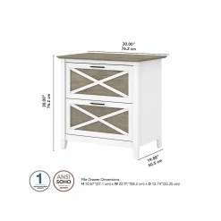 Bush Furniture File Cabinets<Key West 2-Drawer Lateral File Cabinet, Letter/Legal, Shiplap Gray/Pure White, 30" (KWF130G2W-03)