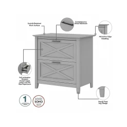 Bush Furniture File Cabinets<Key West 2-Drawer Lateral File Cabinet, Letter/Legal, Cape Cod Gray, 30" (KWF130CG-03)