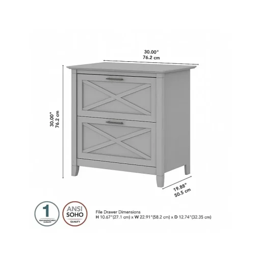 Bush Furniture File Cabinets<Key West 2-Drawer Lateral File Cabinet, Letter/Legal, Cape Cod Gray, 30" (KWF130CG-03)