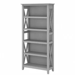 Bush Furniture Bookcases<Key West 66"H 5-Shelf Bookcase with Adjustable Shelves, Cape Cod Gray Laminated Wood (KWB132CG-03)