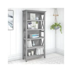 Bush Furniture Bookcases<Key West 66"H 5-Shelf Bookcase with Adjustable Shelves, Cape Cod Gray Laminated Wood (KWB132CG-03)