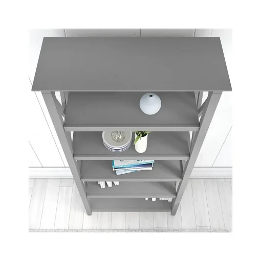 Bush Furniture Bookcases<Key West 66"H 5-Shelf Bookcase with Adjustable Shelves, Cape Cod Gray Laminated Wood (KWB132CG-03)