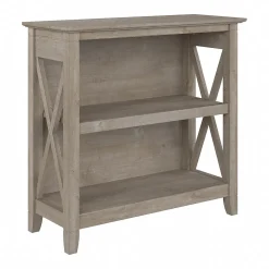 Bush Furniture Bookcases<Key West 30"H 2-Shelf Bookcase with Adjustable Shelf, Washed Gray (KWB124WG-03)