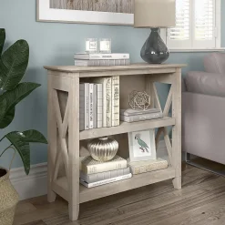 Bush Furniture Bookcases<Key West 30"H 2-Shelf Bookcase with Adjustable Shelf, Washed Gray (KWB124WG-03)