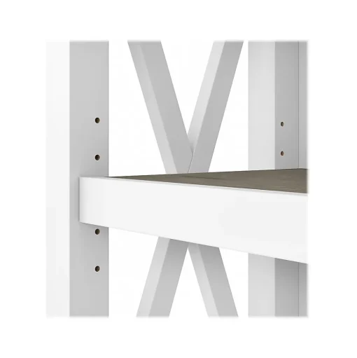 Bush Furniture Bookcases<Key West 66"H 5-Shelf Bookcase with Adjustable Shelves, Shiplap Gray/Pure White Laminated Wood, 2/Set (KWS046G2W)
