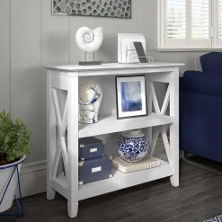 Bush Furniture Bookcases<Key West 30"H 2-Shelf Bookcase with Adjustable Shelf, Pure White Oak (KWB124WT-03)