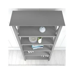 Bush Furniture Bookcases<Key West 66"H 5-Shelf Bookcase with Adjustable Shelves, Cape Cod Gray Laminated Wood, 2/Set (KWS046CG)