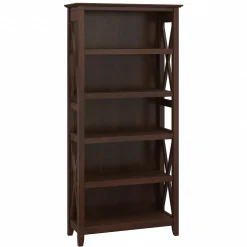 Bush Furniture Bookcases<Key West 66"H 5-Shelf Bookcase with Adjustable Shelves, Bing Cherry Laminate (KWB132BC-03)