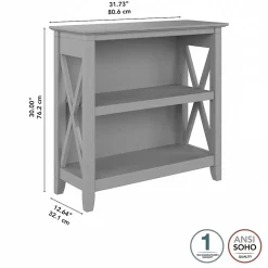 Bush Furniture Bookcases<Key West 30"H 2-Shelf Bookcase with Adjustable Shelf, Cape Cod Gray (KWB124CG-03)
