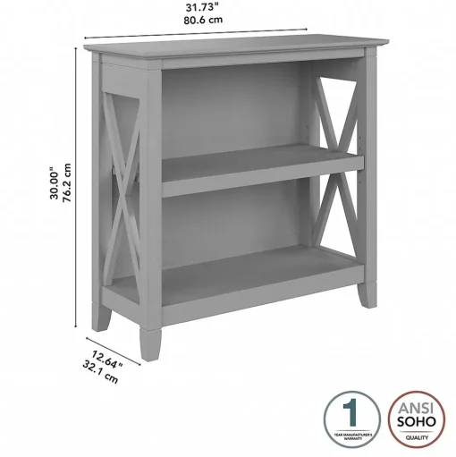 Bush Furniture Bookcases<Key West 30"H 2-Shelf Bookcase with Adjustable Shelf, Cape Cod Gray (KWB124CG-03)