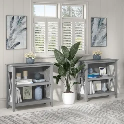 Bush Furniture Bookcases<Key West 30"H 2-Shelf Bookcase with Adjustable Shelf, Cape Cod Gray (KWB124CG-03)
