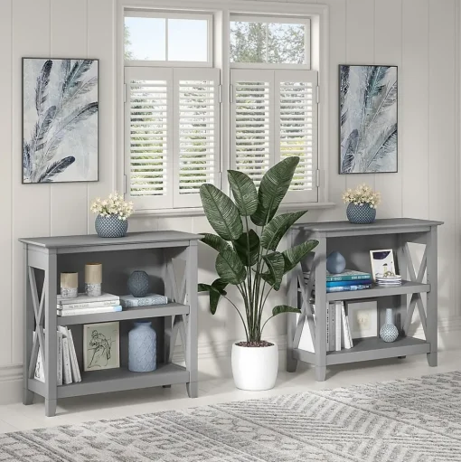 Bush Furniture Bookcases<Key West 30"H 2-Shelf Bookcase with Adjustable Shelf, Cape Cod Gray (KWB124CG-03)