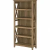 Bush Furniture Bookcases<Key West 66"H 5-Shelf Bookcase with Adjustable Shelves, Reclaimed Pine Laminated Wood (KWB132RCP-03)