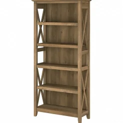 Bush Furniture Bookcases<Key West 66"H 5-Shelf Bookcase with Adjustable Shelves, Reclaimed Pine Laminated Wood (KWB132RCP-03)