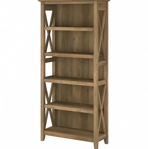 Bush Furniture Bookcases<Key West 66"H 5-Shelf Bookcase with Adjustable Shelves, Reclaimed Pine Laminated Wood (KWB132RCP-03)