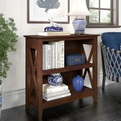 Bush Furniture Bookcases<Key West 30"H 2-Shelf Bookcase with Adjustable Shelf, Bing Cherry (KWB124BC-03)