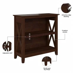 Bush Furniture Bookcases<Key West 30"H 2-Shelf Bookcase with Adjustable Shelf, Bing Cherry (KWB124BC-03)
