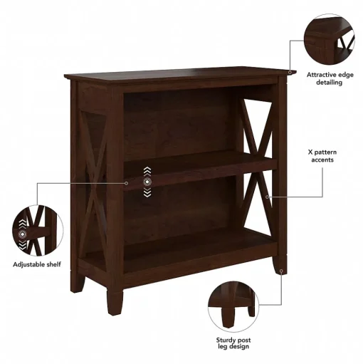 Bush Furniture Bookcases<Key West 30"H 2-Shelf Bookcase with Adjustable Shelf, Bing Cherry (KWB124BC-03)