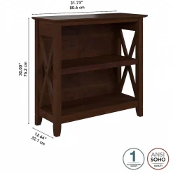 Bush Furniture Bookcases<Key West 30"H 2-Shelf Bookcase with Adjustable Shelf, Bing Cherry (KWB124BC-03)
