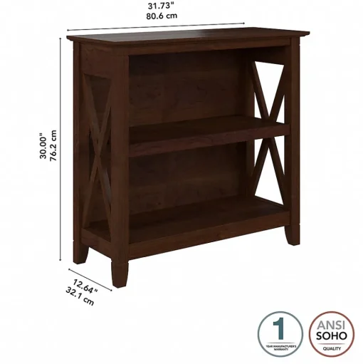 Bush Furniture Bookcases<Key West 30"H 2-Shelf Bookcase with Adjustable Shelf, Bing Cherry (KWB124BC-03)