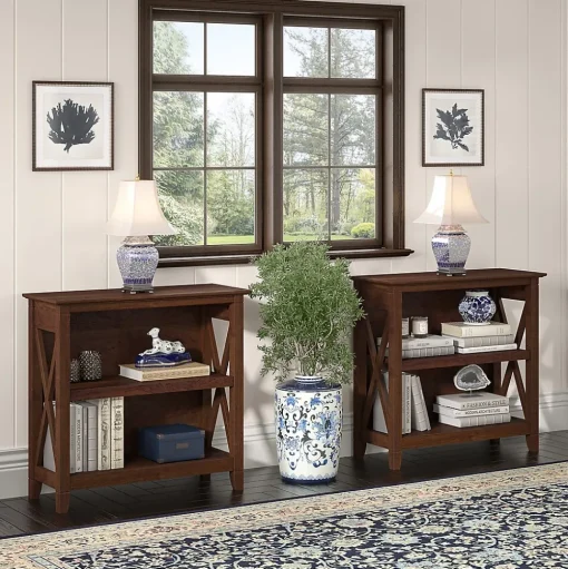 Bush Furniture Bookcases<Key West 30"H 2-Shelf Bookcase with Adjustable Shelf, Bing Cherry (KWB124BC-03)