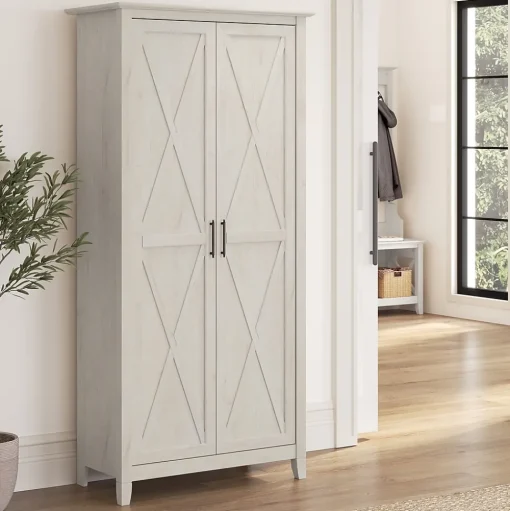 Bush Business Furniture Storage Cabinets<Bush Furniture Key West 65.98"H Storage Cabinet with 5 Shelves, Linen White Oak (KWS266LW-03)