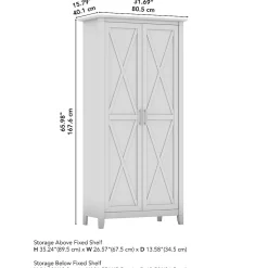 Bush Business Furniture Storage Cabinets<Bush Furniture Key West 65.98"H Storage Cabinet with 5 Shelves, Linen White Oak (KWS266LW-03)