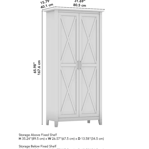 Bush Business Furniture Storage Cabinets<Bush Furniture Key West 65.98"H Storage Cabinet with 5 Shelves, Linen White Oak (KWS266LW-03)