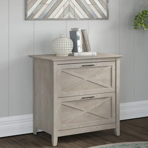 Bush Furniture File Cabinets<Key West Lateral File, Washed Gray (KWF130WG-03)