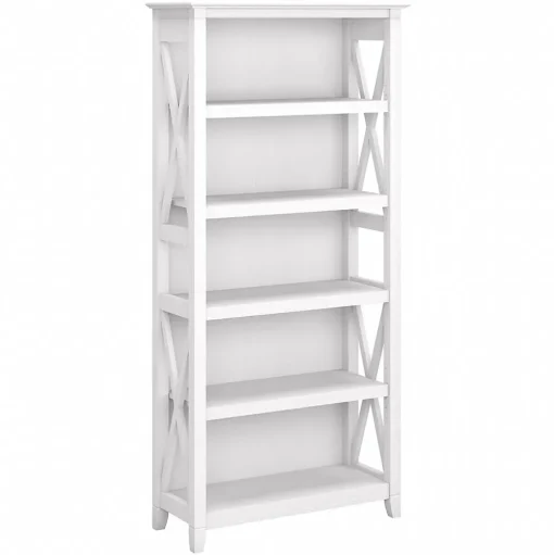 Bush Furniture Bookcases<Key West 5-Shelf 66"H Bookcase, Pure White Oak (KWB132WT-03)