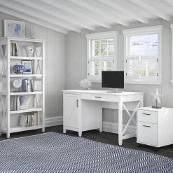 Bush Furniture Bookcases<Key West 5-Shelf 66"H Bookcase, Pure White Oak (KWB132WT-03)