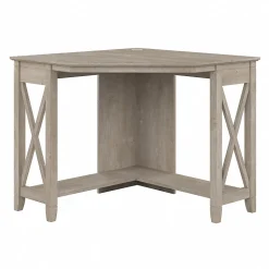 Bush Furniture Corner Desks<Key West 34"W Small Corner Desk, Washed Gray (KWD134WG-03)