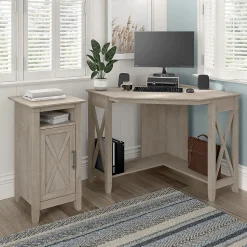 Bush Furniture Corner Desks<Key West 34"W Small Corner Desk, Washed Gray (KWD134WG-03)