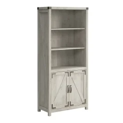 Bush Furniture Bookcases<Knoxville 72"H 5-Shelf Bookcase with Doors, Cottage White (CGB132CWH-03)