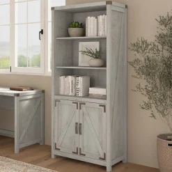 Bush Furniture Bookcases<Knoxville 72"H 5-Shelf Bookcase with Doors, Cottage White (CGB132CWH-03)
