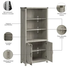 Bush Furniture Bookcases<Knoxville 72"H 5-Shelf Bookcase with Doors, Cottage White (CGB132CWH-03)